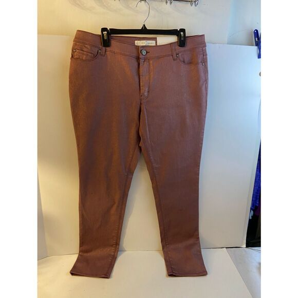 New Denim skinny contemporary size 16 sparkly rose color - Picture 1 of 7
